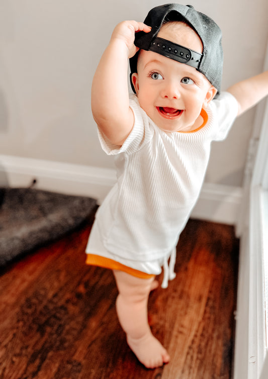White & Mustard Top & Bloomer Set