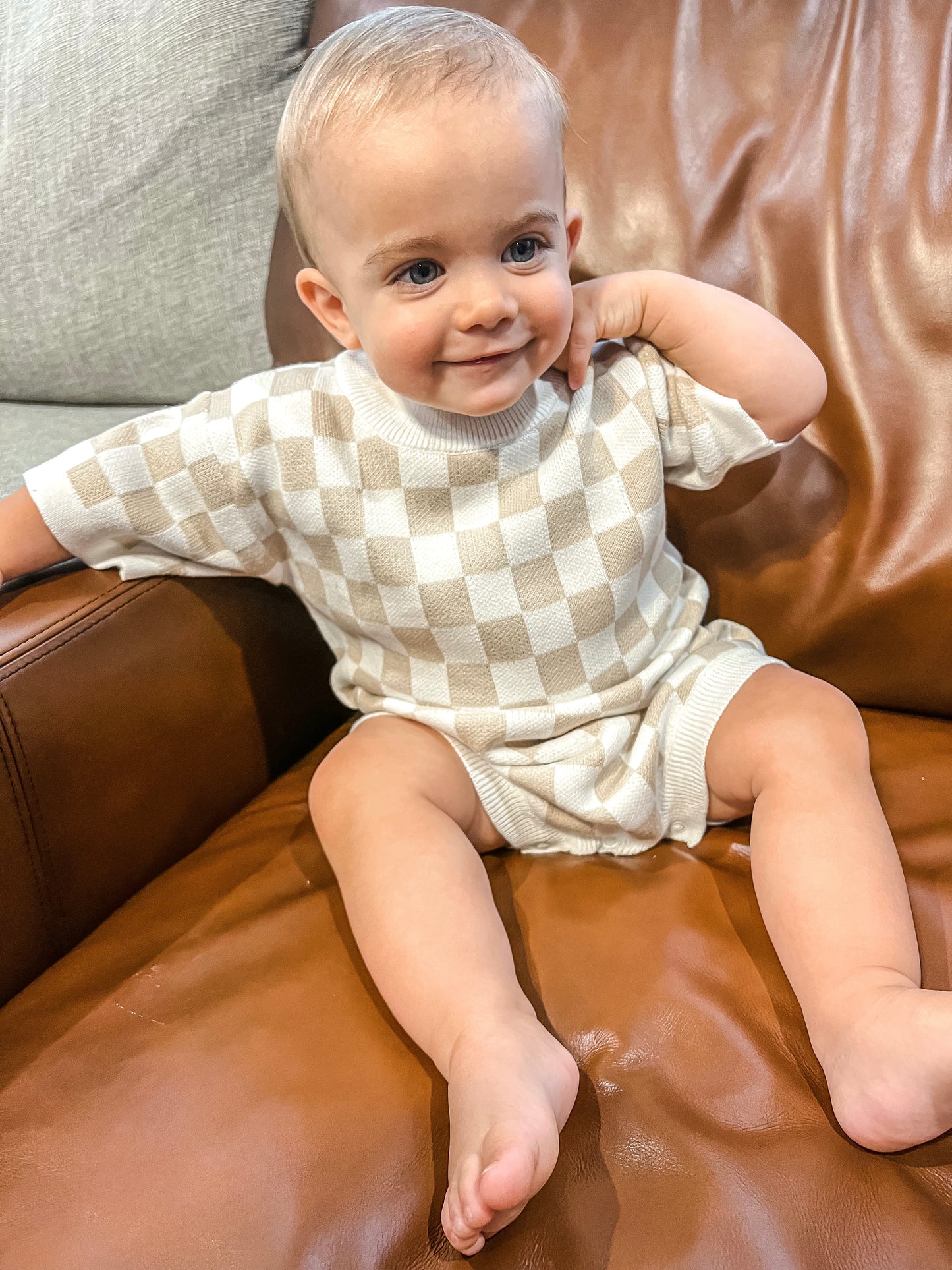 Luna + Luca Checkered Romper