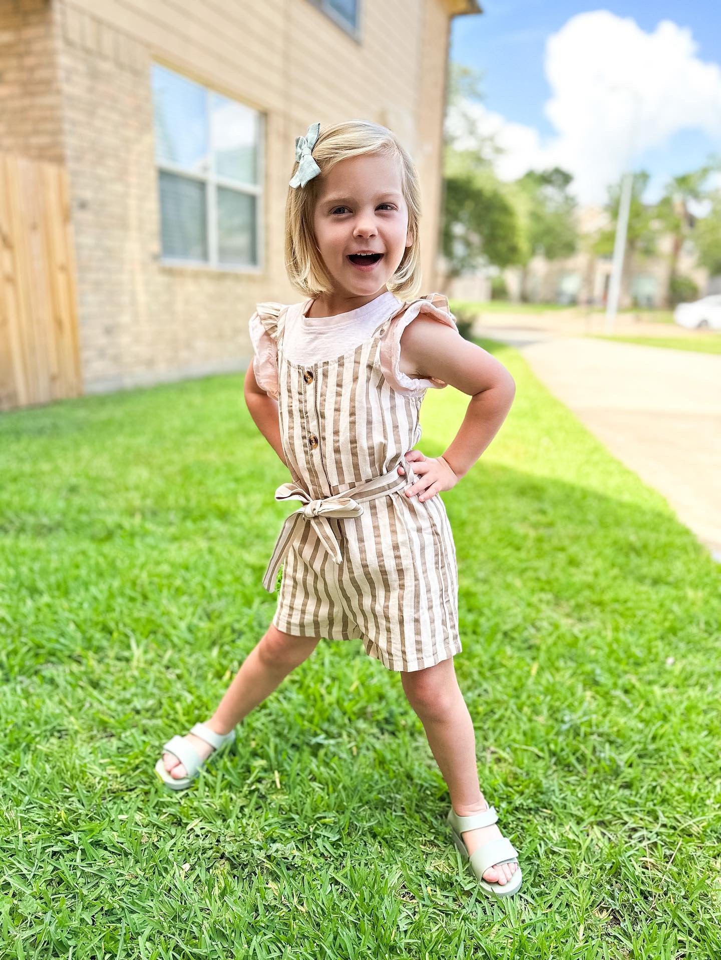 Brown Stripe Romper
