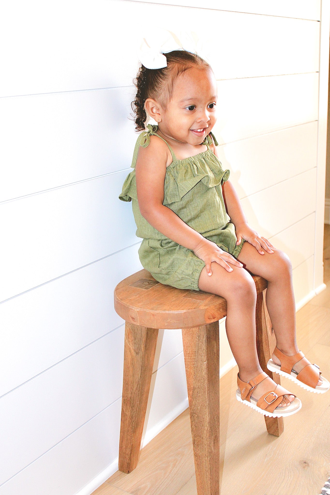 Olive Ruffle Romper (FINAL SALE)