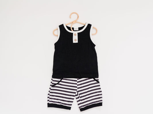 Black Tank & Stripe Shorts Set (FINAL SALE)
