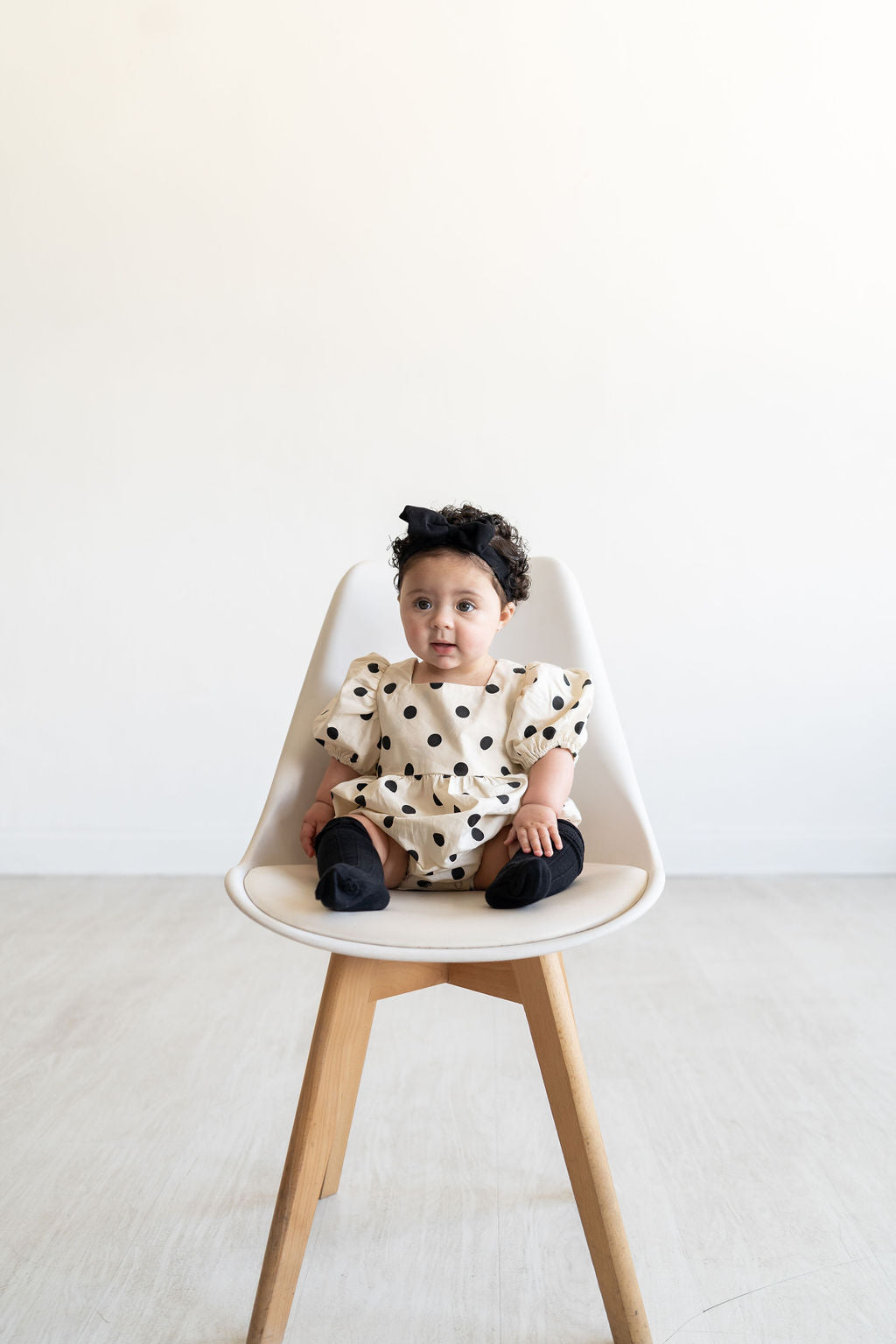 Polka Dot Puffy Sleeve Romper