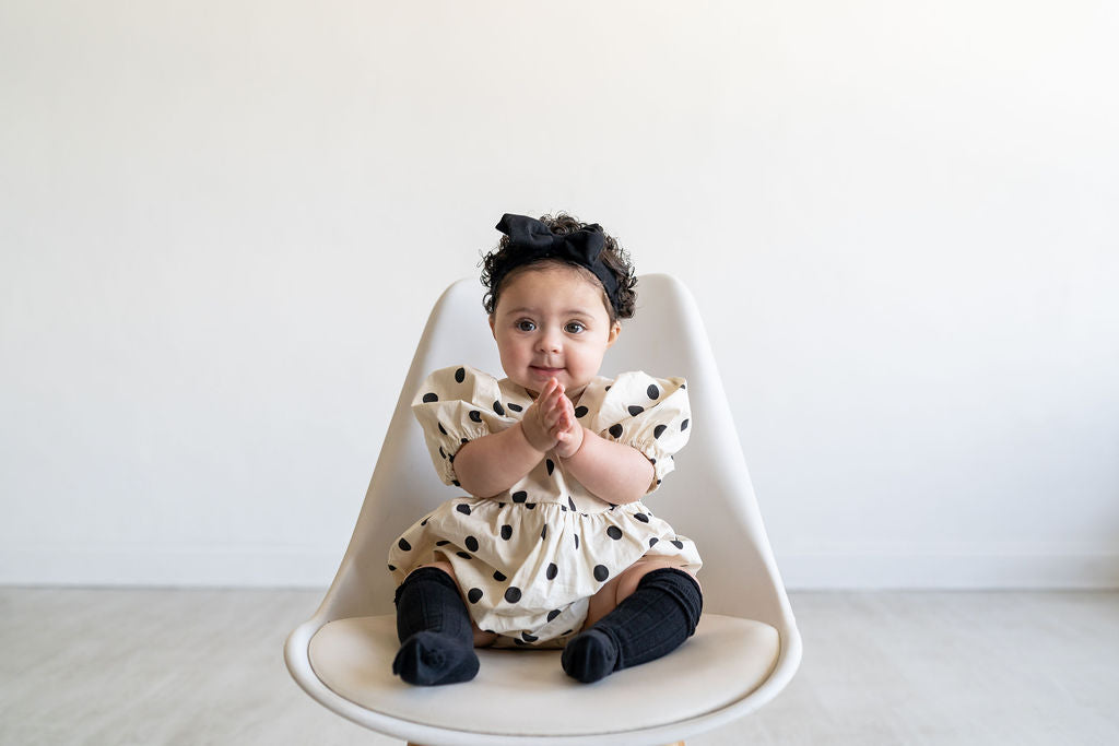 Polka Dot Puffy Sleeve Romper