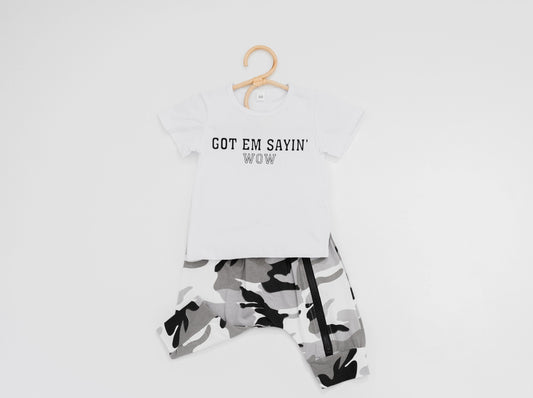 Wow Short Sleeve Top & Camo Joggers (FINAL SALE)