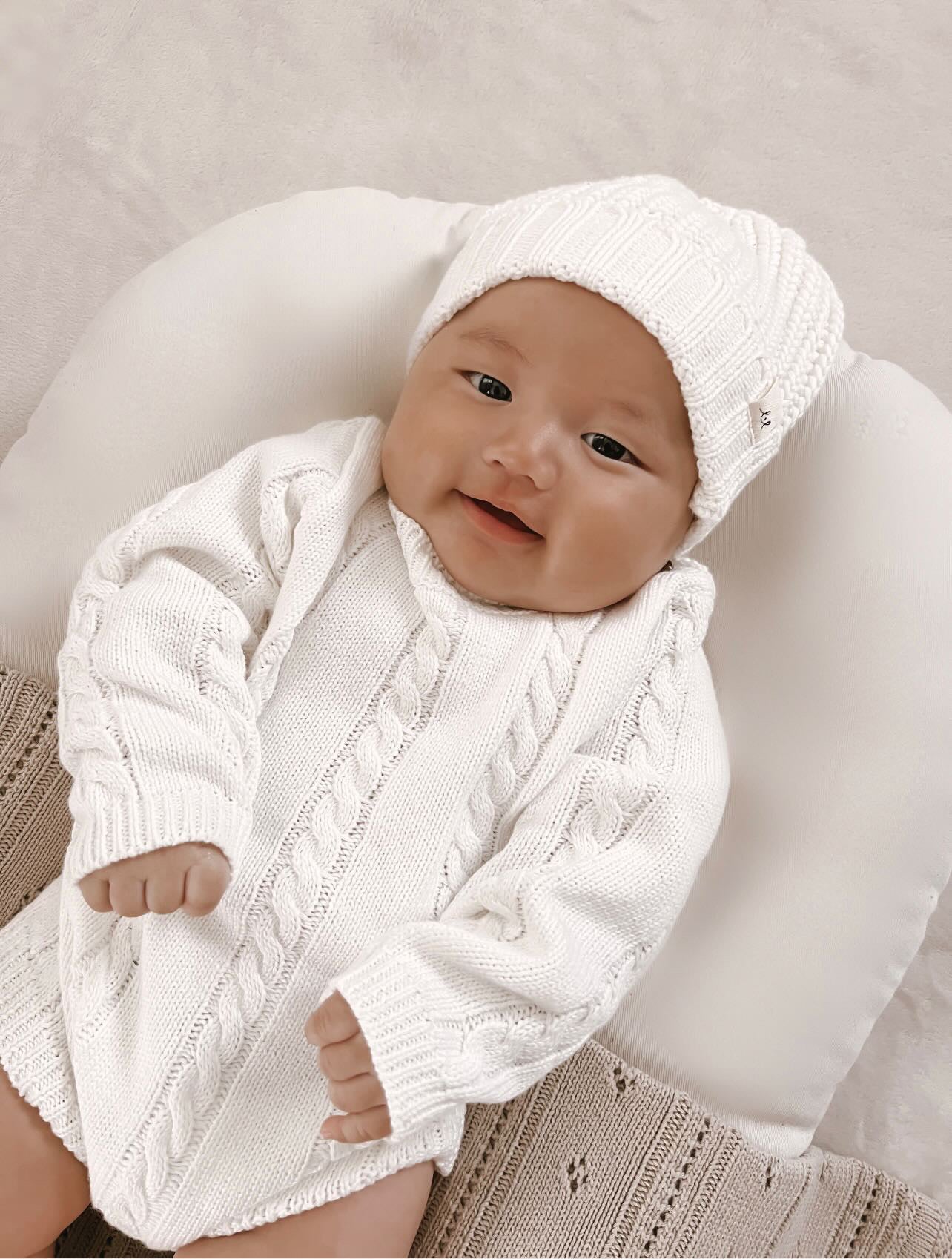 Cable Knit Romper- White