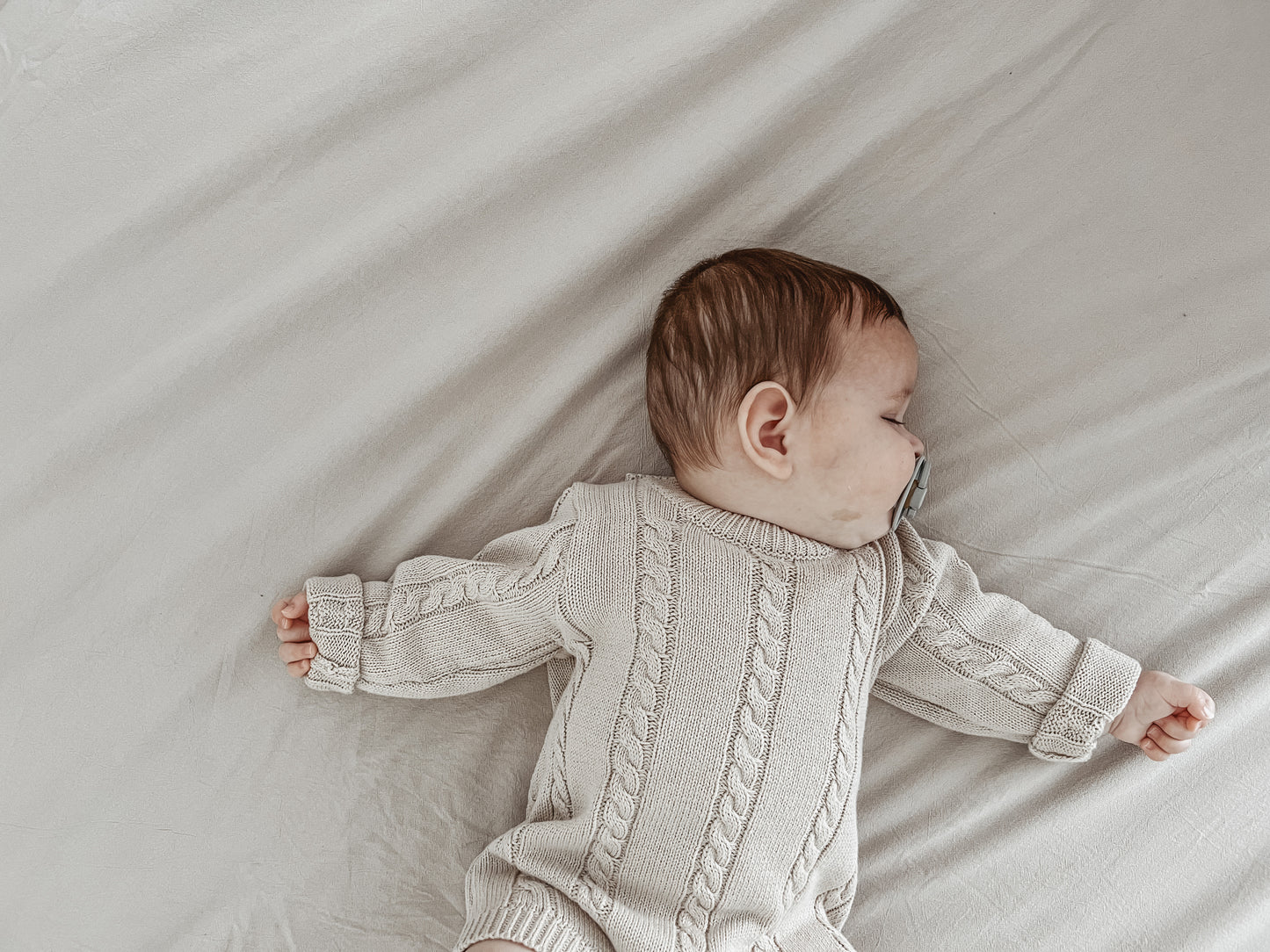 Cable Knit Romper- Beige