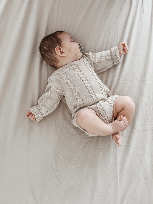 Cable Knit Romper- Beige