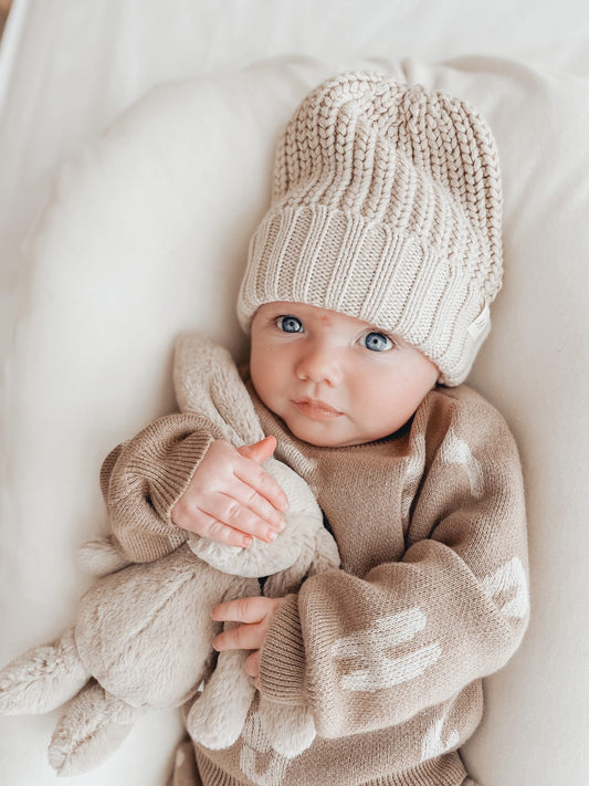Chunky Knit Beanie- Beige