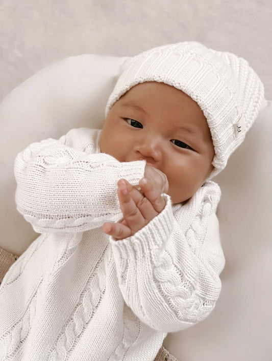 Chunky Knit Beanie- White