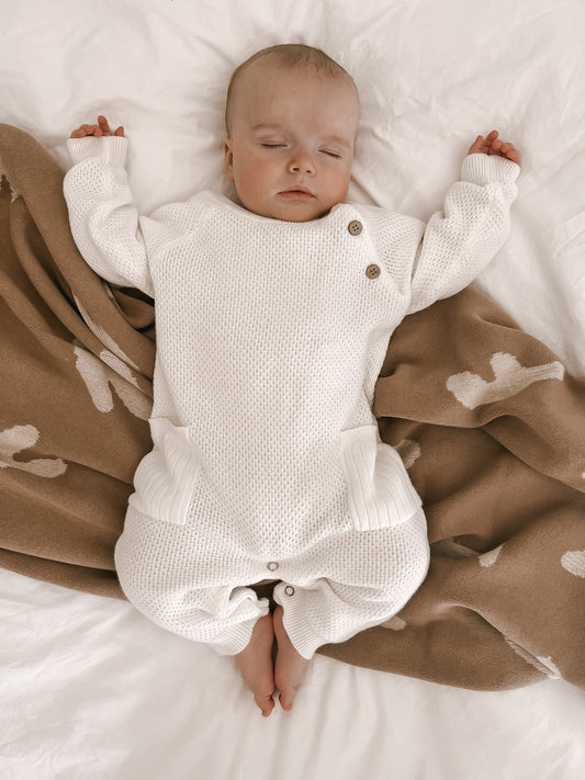 Rib Pocket Jumpsuit - White