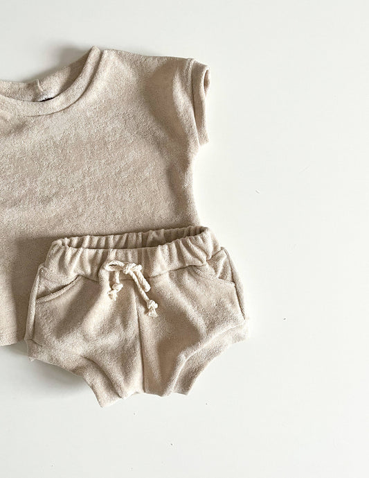 Pocket Shorts - Beige Stretch Terry