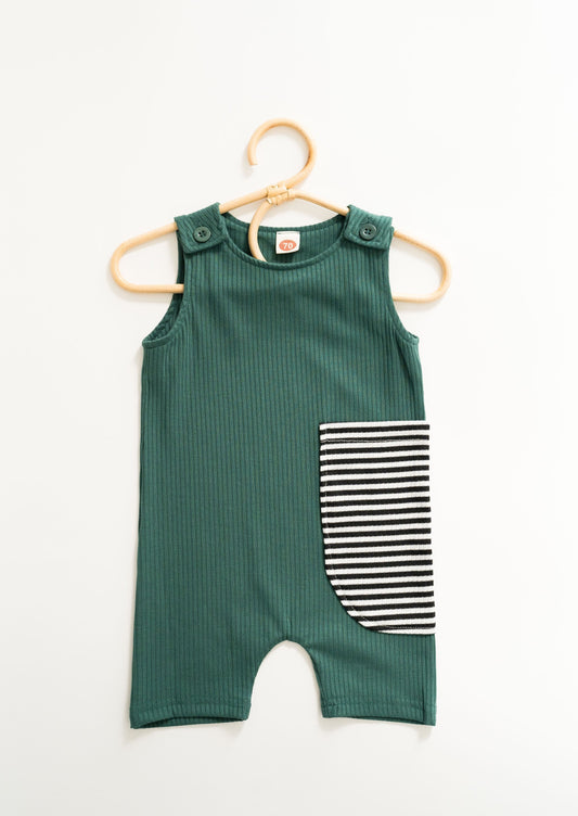 Ribbed Jumpsuit With Stripe Pocket (FINAL SALE)