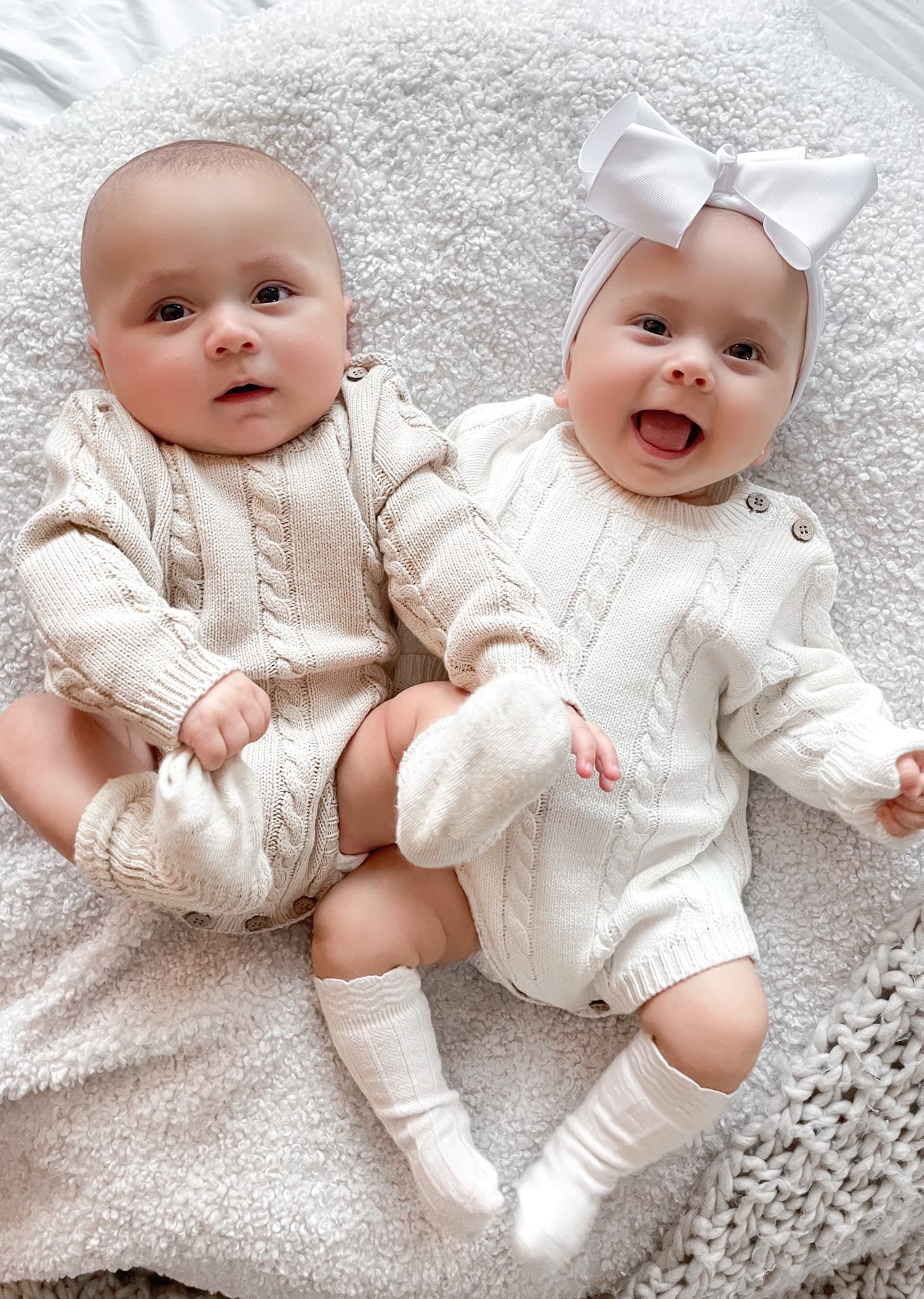 Cable Knit Romper- White